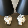 Pair of Italian Blanc De Chine Fruit Lamps With Black Vintage Shades