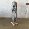 Vintage Island Tribal Wood Carved Sculpture Man