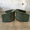 Pair of Vintage Emerald Green "Velvet" Club Swivel Chairs