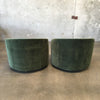 Pair of Vintage Emerald Green "Velvet" Club Swivel Chairs