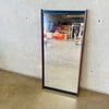 Mid Century Modern Rosewood & Black Metal Wall Hanging Mirror