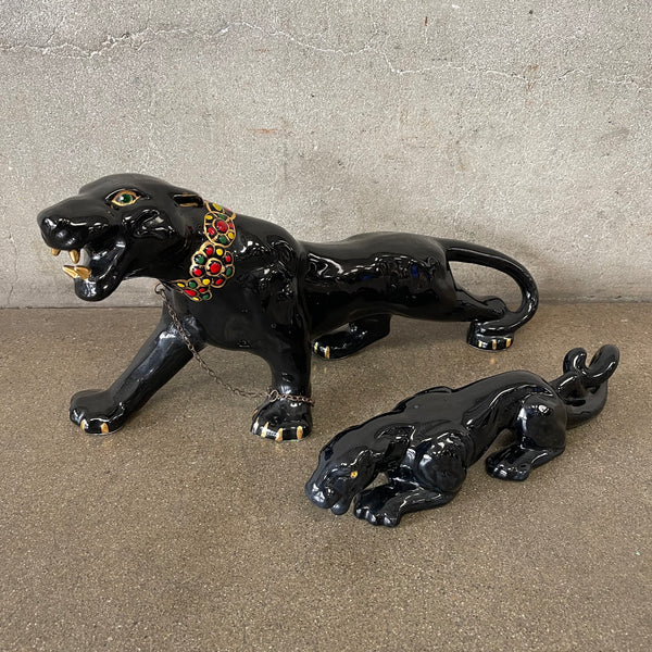 Pair of MCM Ceramic Panthers