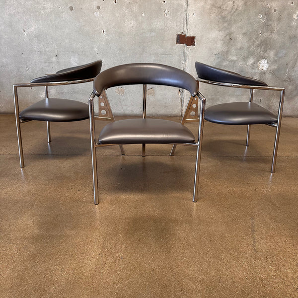 Set of Three Post Modern Tripod Chairs By Sergio Orozco For Brueton