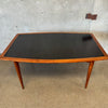 Mid Century Walnut With Black Laminate Dining Table & Six Chairs