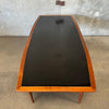 Mid Century Walnut With Black Laminate Dining Table & Six Chairs