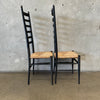 Set of Two Gio Ponti Tall Modernist Ladder Back Chairs - Italy 1960s