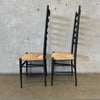 Set of Two Gio Ponti Tall Modernist Ladder Back Chairs - Italy 1960s