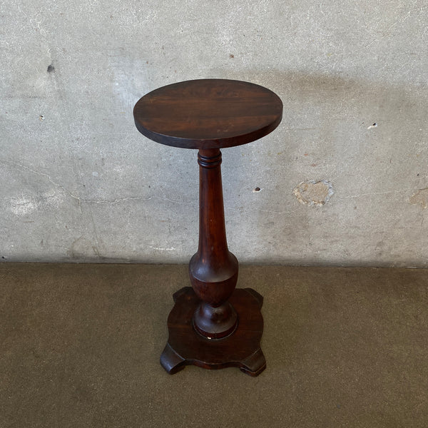 Antique Walnut Pedestal Plant Stand