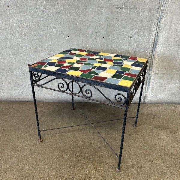 Vintage Mosaic Tile Iron Table