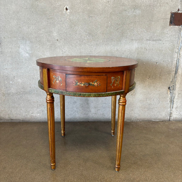 Adam's Style 1940s Vintage Mahogany Hand Painted Lamp Table