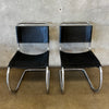 Pair of Vintage Bauhaus Style Leather and Chrome Chairs