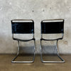 Pair of Vintage Bauhaus Style Leather and Chrome Chairs