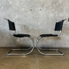 Pair of Vintage Bauhaus Style Leather and Chrome Chairs