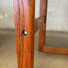 Vintage Pair of Oak Barstools With Chenille Upholstery