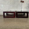 Pair Of Vintage Mid Century Modern Rosewood Smoked glass End Tables