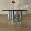 Retro 1970s Tubular Chrome Coffee Table with Glass Top