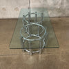 Retro 1970s Tubular Chrome Coffee Table with Glass Top