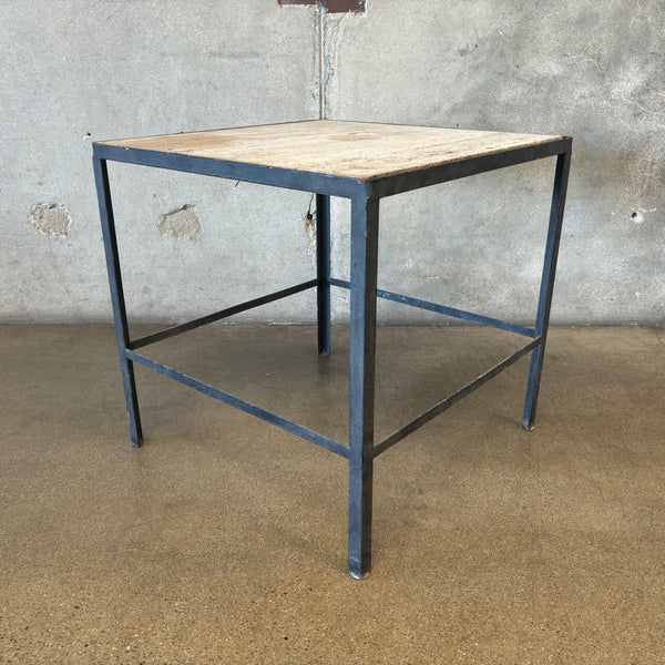 Mid Century Modern Iron and Stone Patio Table