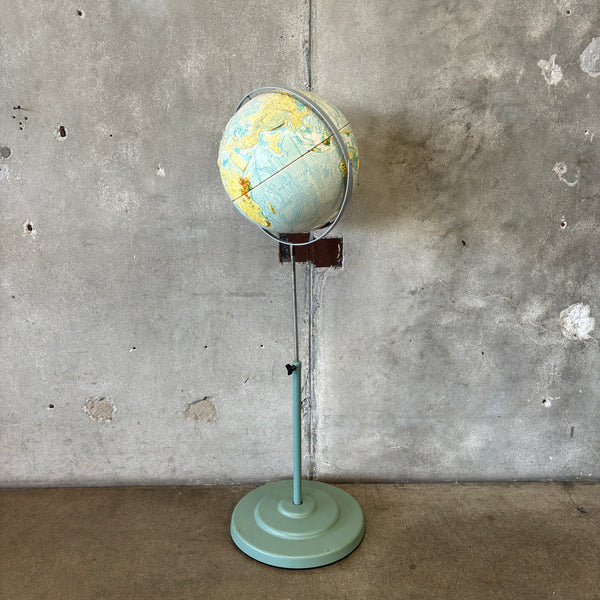 Vintage Nystrom Raised Relief with World Globe Rolling Stand