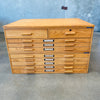 1950s Vintage Mayline Flat File Cabinet Two Stack Ten Drawer Solid Oak