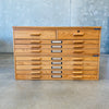 1950s Vintage Mayline Flat File Cabinet Two Stack Ten Drawer Solid Oak