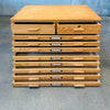 1950s Vintage Mayline Flat File Cabinet Two Stack Ten Drawer Solid Oak