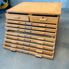 1950s Vintage Mayline Flat File Cabinet Two Stack Ten Drawer Solid Oak