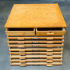 1950s Vintage Mayline Flat File Cabinet Two Stack Ten Drawer Solid Oak