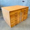 1950s Vintage Mayline Flat File Cabinet Two Stack Ten Drawer Solid Oak