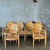 Set of Six Carved French Provincial Chairs With Rushed Seat & Cane Back