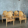 Set of Six Carved French Provincial Chairs With Rushed Seat & Cane Back