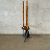 Vintage Mid Century Modern 1960s Seymour Wood Iron Fireplace Tool Set