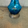 Mid Century Modern Glass Table Lamp With Original Shade & Finial Circa 1960-70s