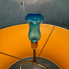 Mid Century Modern Glass Table Lamp With Original Shade & Finial Circa 1960-70s