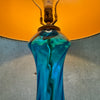 Mid Century Modern Glass Table Lamp With Original Shade & Finial Circa 1960-70s