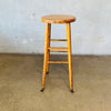 Antique English Oak Stool With Caster Wheels