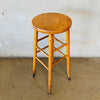 Antique English Oak Stool With Caster Wheels