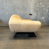 Vintage Natural Suede Love Seat Black Lacquered Base