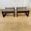 Pair of 1970s Percival Lafer Smoked Glass Top Side Tables