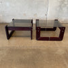 Pair of 1970s Percival Lafer Smoked Glass Top Side Tables