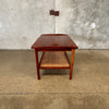 Vintage Walnut And Cane Side Table