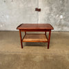 Vintage Walnut And Cane Side Table