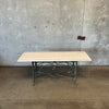 Travertine & Scrolled Metal Console Table