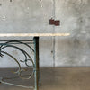 Travertine & Scrolled Metal Console Table