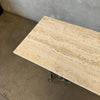 Travertine & Scrolled Metal Console Table