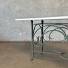 Travertine & Scrolled Metal Console Table