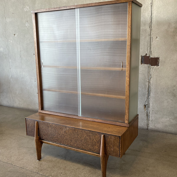 Mid Century John Keal Wall Unit / Vitrine With Drawer For Brown Saltman