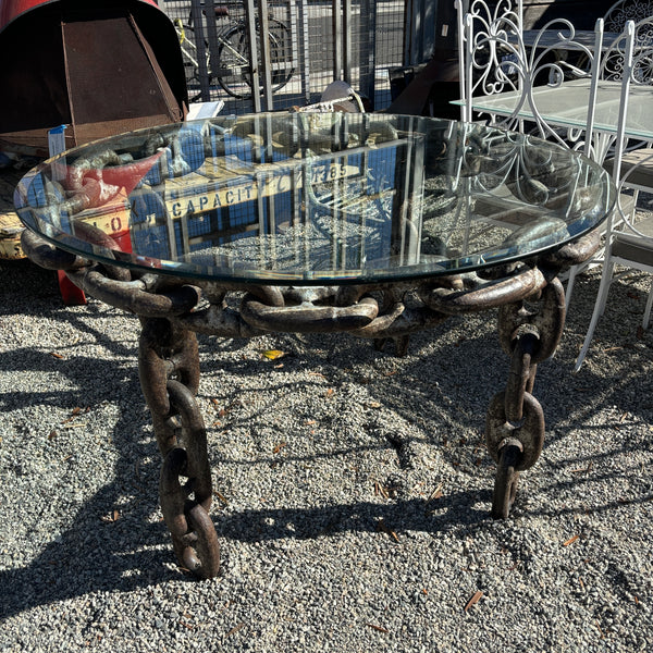 Large 1990s Artisan Industrial Chain Link Iron Dining Table