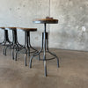 Set of Four Adjustable Industrial Barstools