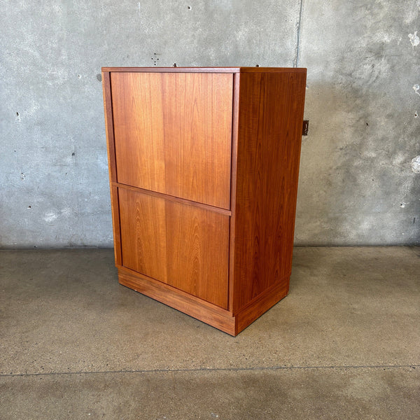 Vintage Teak Tambour Door Cabinet